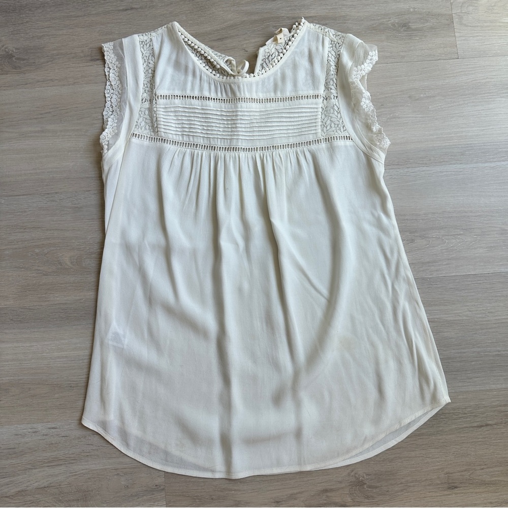 Meadow Rue Cream Lace Accent Blouse size Medium